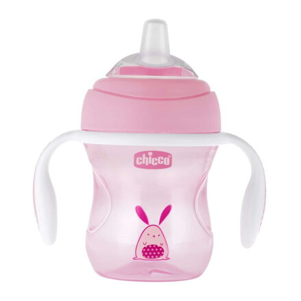 Hrnček Chicco učíme sa s držadlami 200 ml, 4m+ - ružový