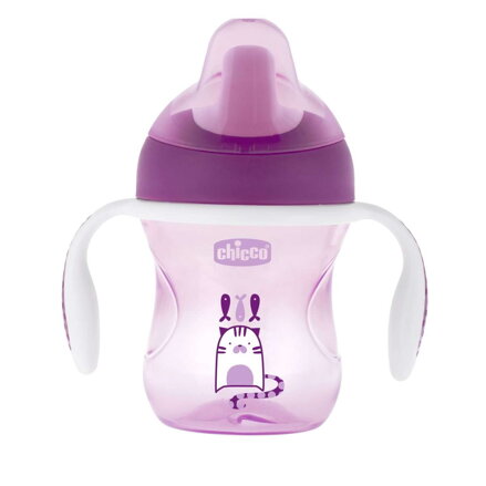 Hrnček Chicco trénujeme s držadlami 200 ml, 6m+ - fialový