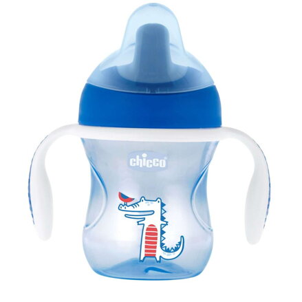 Hrnček Chicco trénujeme s držadlami 200 ml, 6m+ - modrý