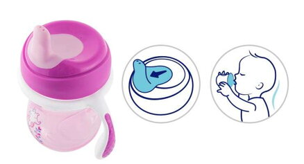 Hrnček Chicco trénujeme s držadlami 200 ml, 6m+ - ružový