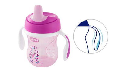 Hrnček Chicco trénujeme s držadlami 200 ml, 6m+ - ružový