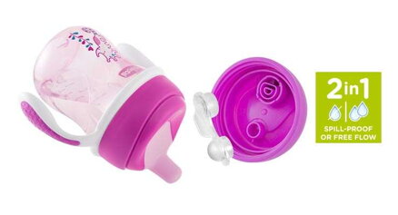 Hrnček Chicco trénujeme s držadlami 200 ml, 6m+ - ružový