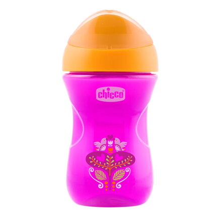 Hrnček Chicco Easy s tvrdým náustkom ružovo-oranžový 266 ml, 12m+ 