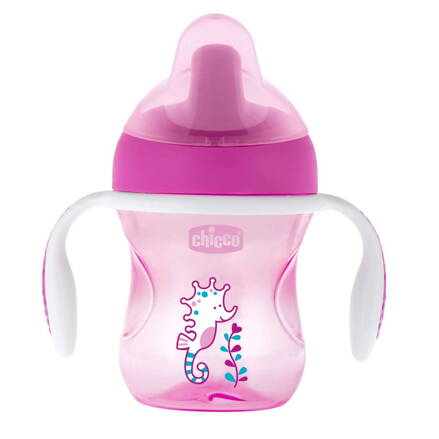 Hrnček Chicco trénujeme s držadlami 200 ml, 6m+ - ružový