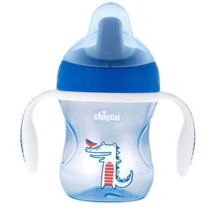 Hrnček Chicco trénujeme s držadlami 200 ml, 6m+ - modrý